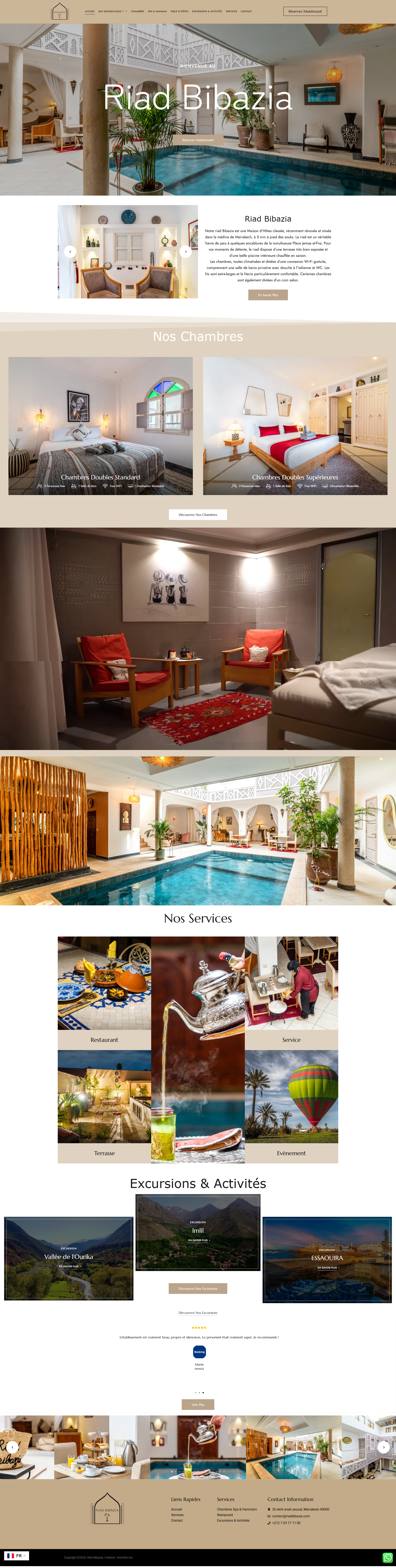 Riad Bibazia Marrakech - Site web créé par OneClick